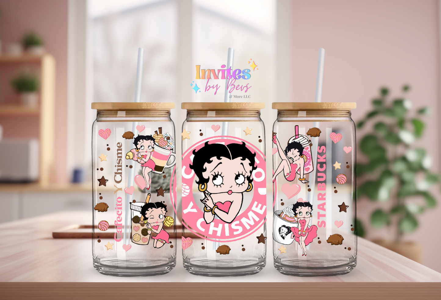 BETTY CAFECITO Y CHISME UV DTF CUP WRAP