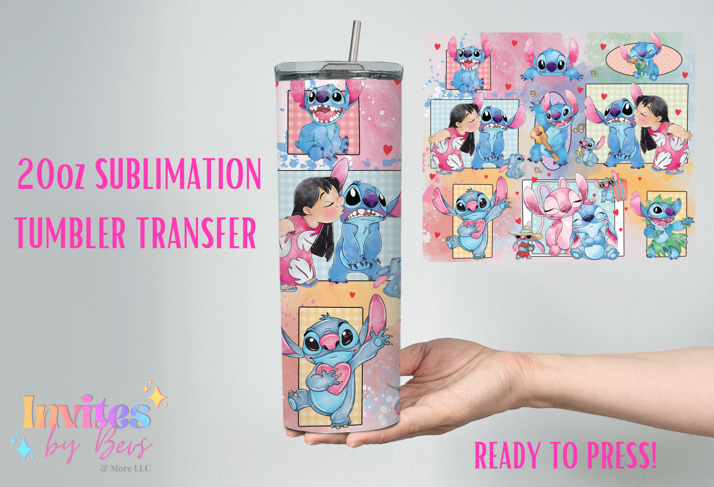 GIRL & BLUE ALIEN 20oz SUBLIMATION TUMBLER TRANSFER