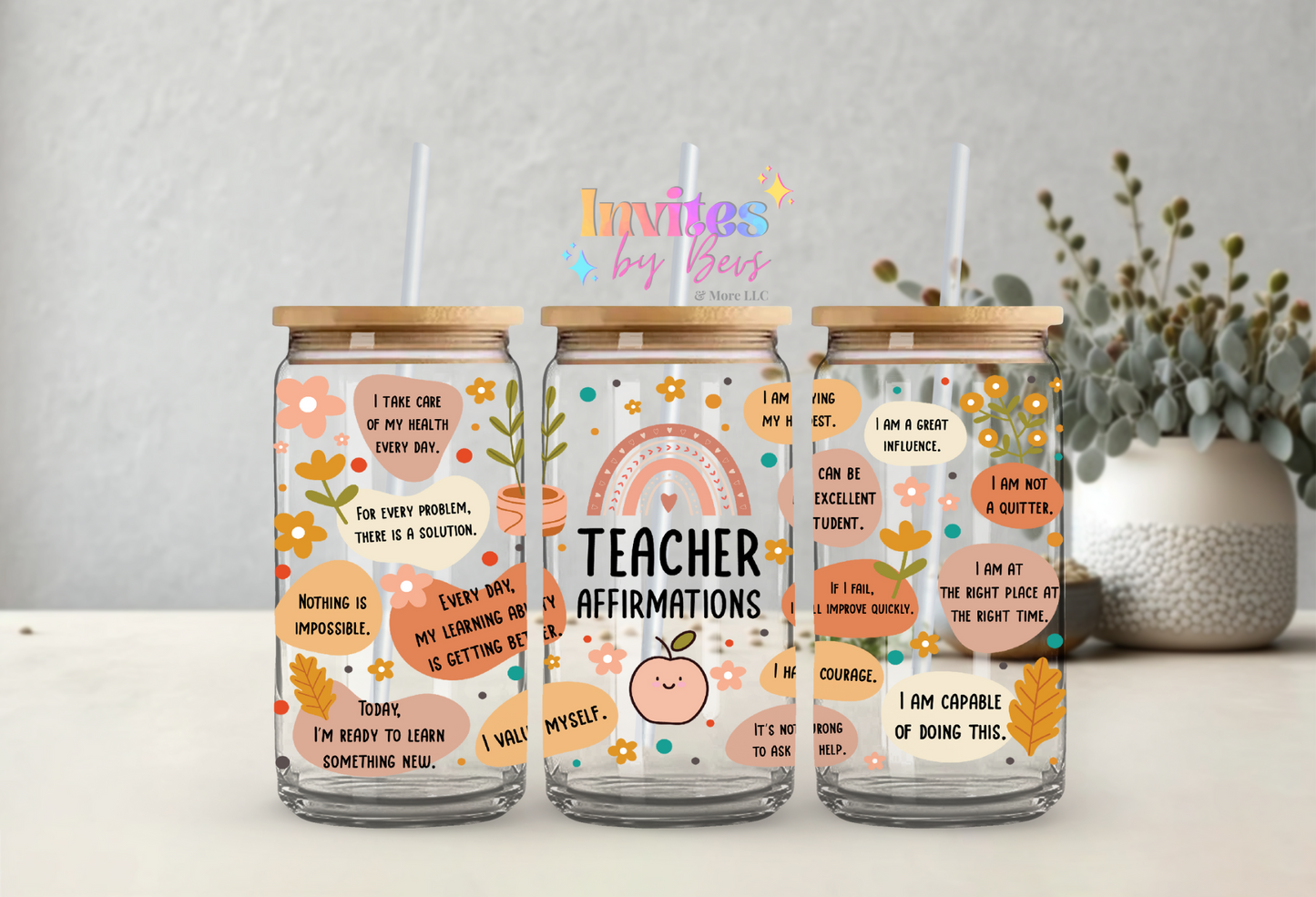 TEACHER AFFIRMATIONS UV DTF CUP WRAP