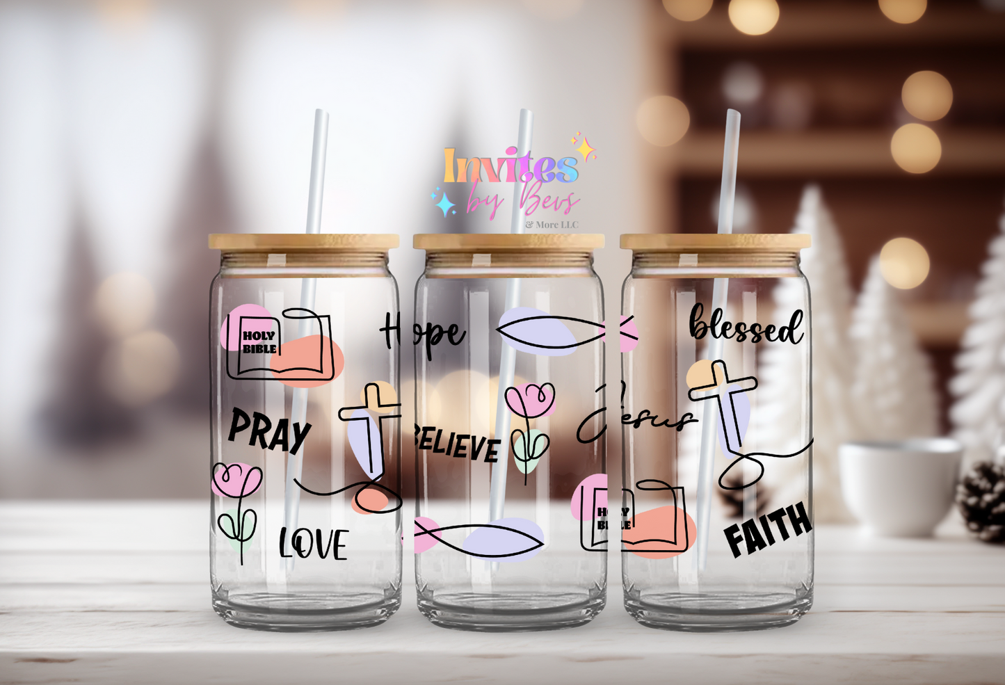 CHRISTIAN, PRAY, LOVE UV DTF CUP WRAP