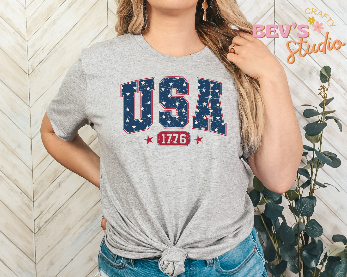 Distressed USA 1776 Stars DTF Transfer
