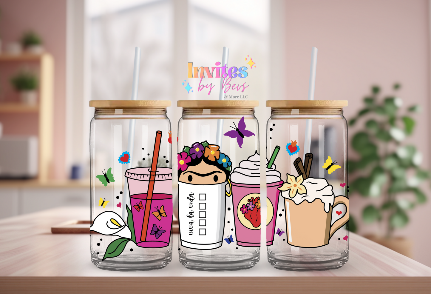 FRIDA KHALO DRINKS UV DTF CUP WRAP