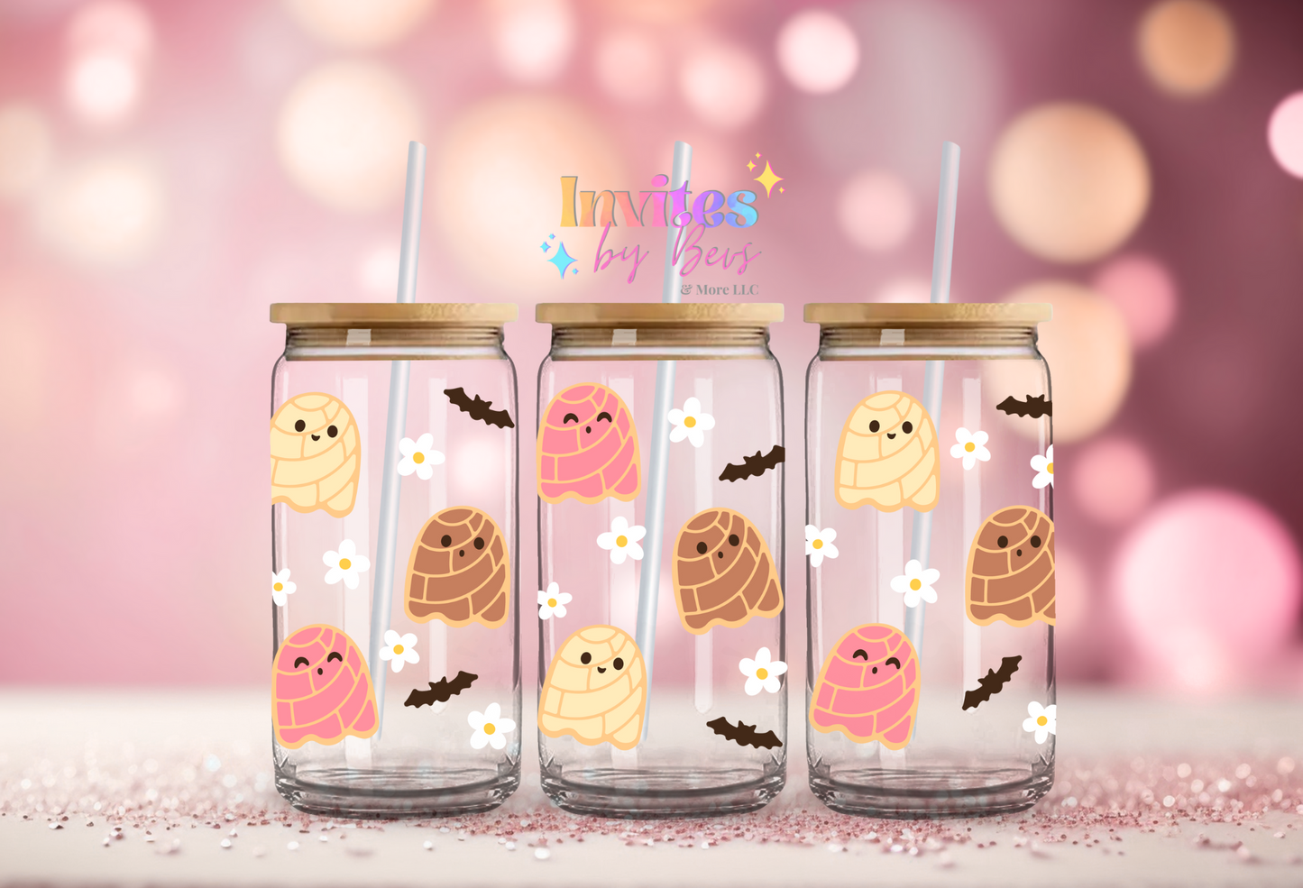 GHOSTS CONCHAS & BATS UV DTF CUP WRAP