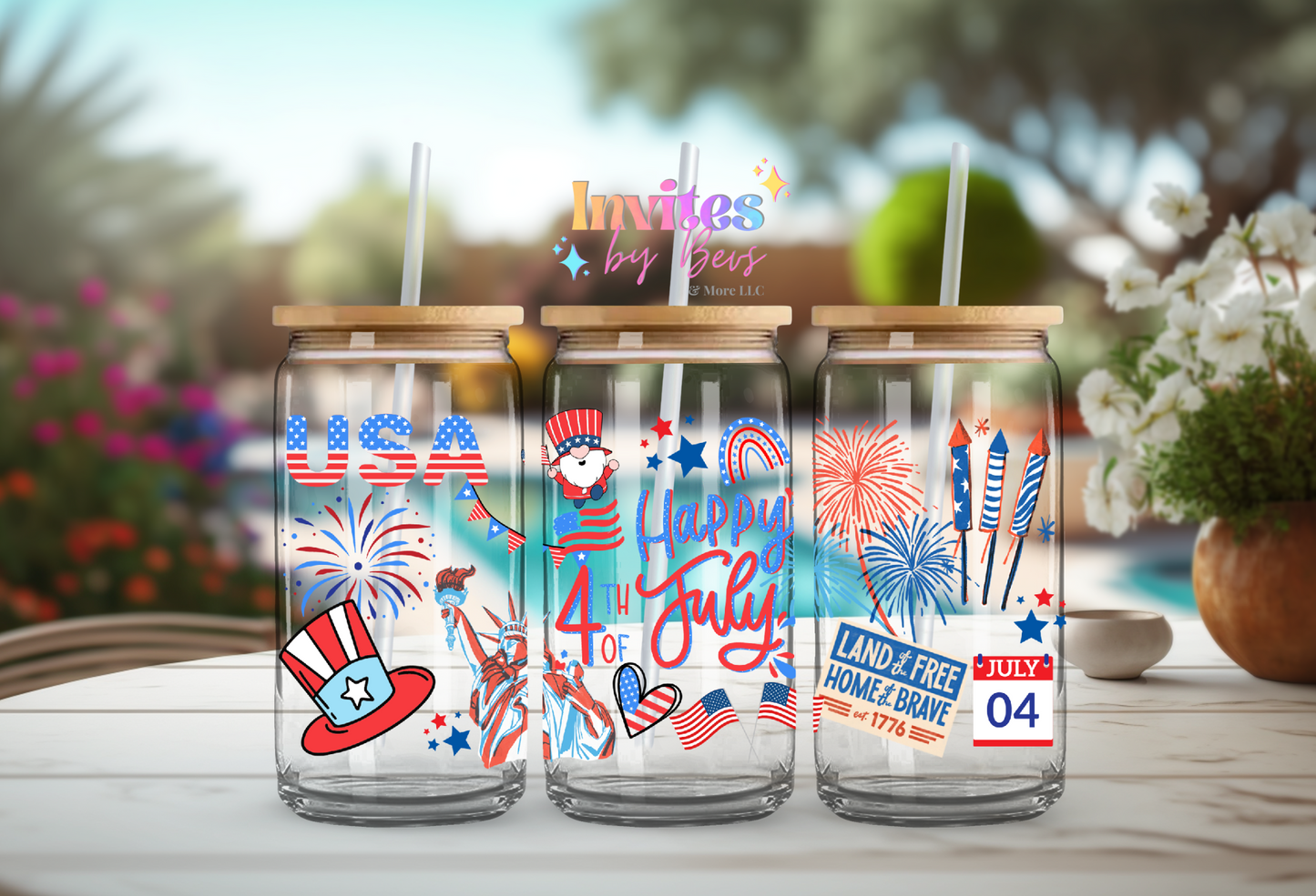 HAPPY 4TH UV DTF CUP WRAP