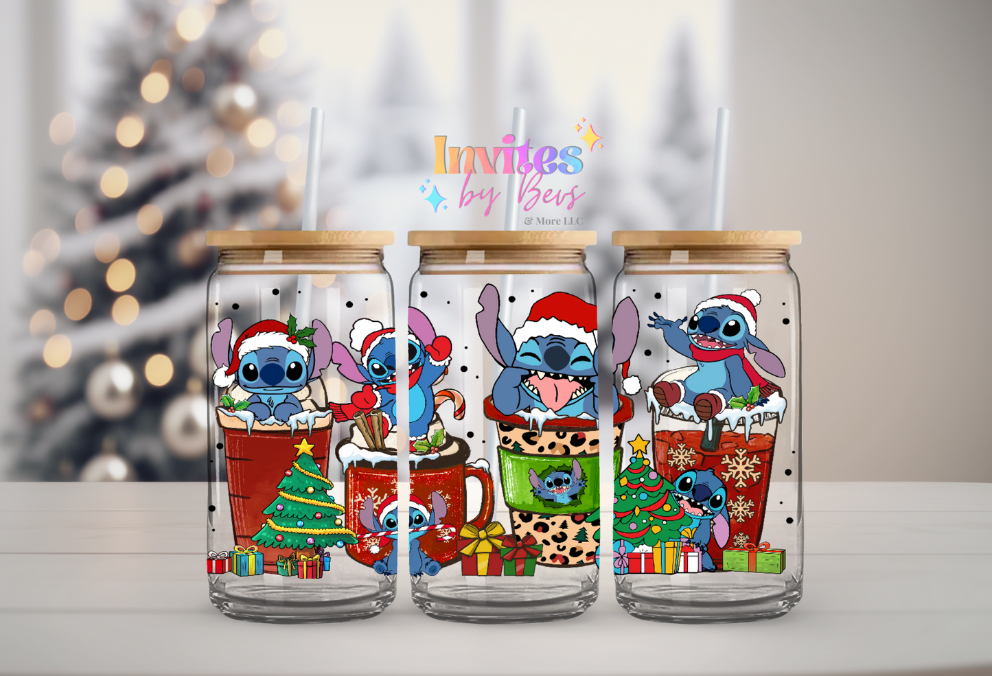 BLUE ALIEN CHRISTMAS CUPS UV DTF CUP WRAP