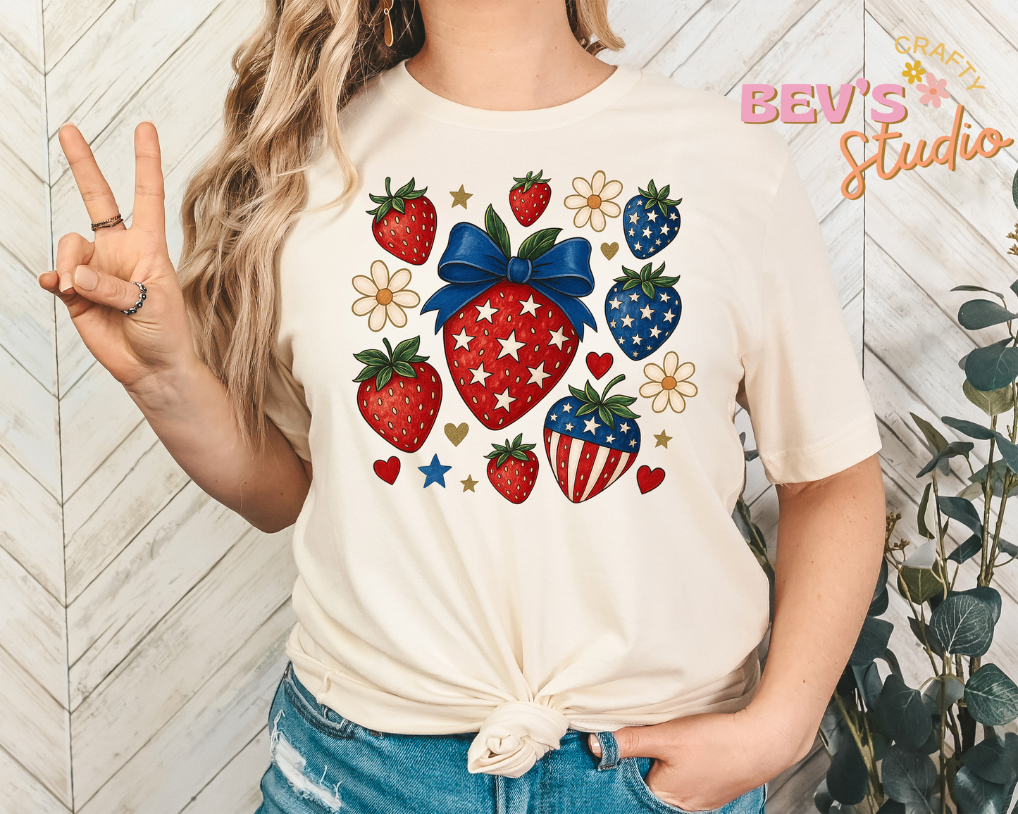 4th of July Strawberries DTF Transfer