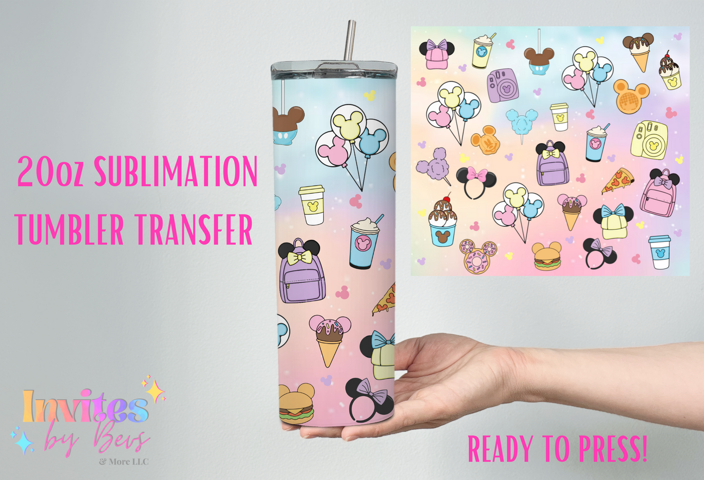 MAGICAL SNACKS 20oz SUBLIMATION TUMBLER TRANSFER