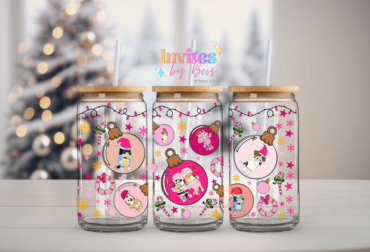 BLUE DOG CHRISTMAS ORNAMENTS UV DTF CUP WRAP
