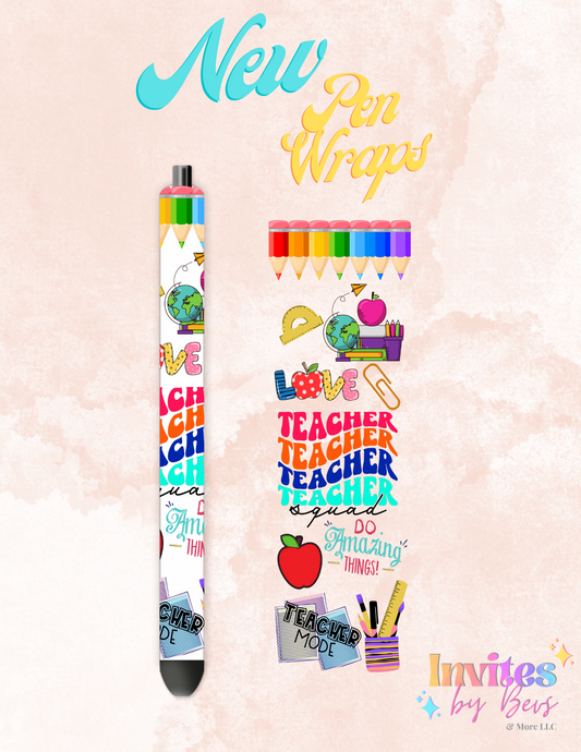 Colorful Teacher UV DTF Pen Wrap