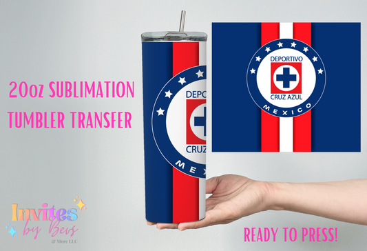 AZUL CRUZ 20oz SUBLIMATION TUMBLER TRANSFER