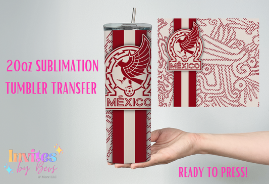 MEXICO WORLD CUP 20oz SUBLIMATION TUMBLER TRANSFER