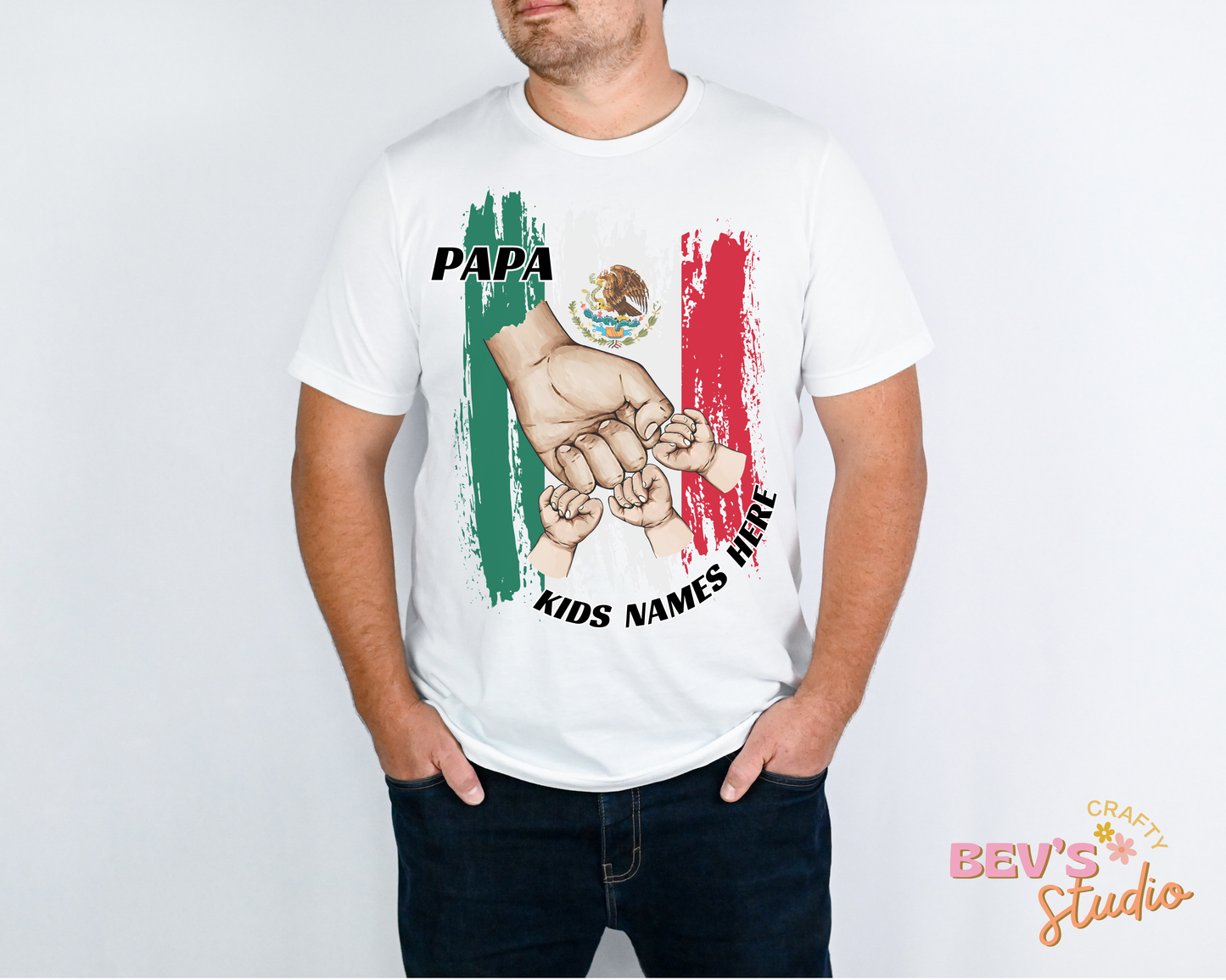 Mexico Edition Father's Day Fist Bump & kids name T-Shirt