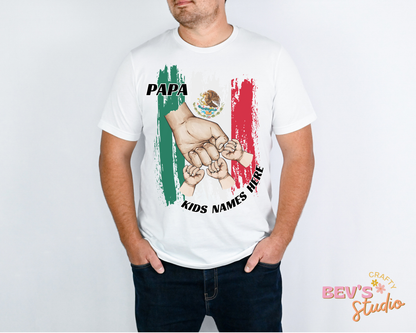 Mexico Edition Father's Day Fist Bump & kids name T-Shirt