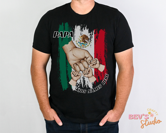 Mexico Edition Father's Day Fist Bump & kids name T-Shirt