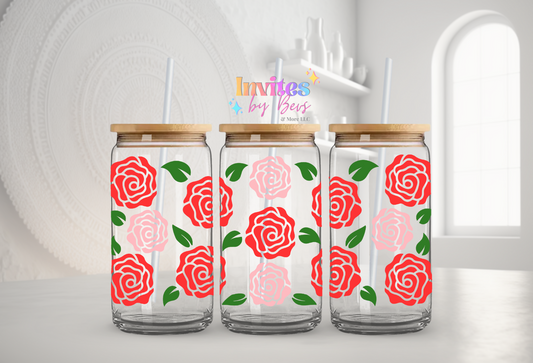 RED/PINK ROSES UV DTF CUP WRAP