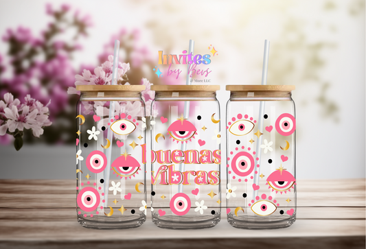 PINK EVIL EYE UV DTF CUP WRAP