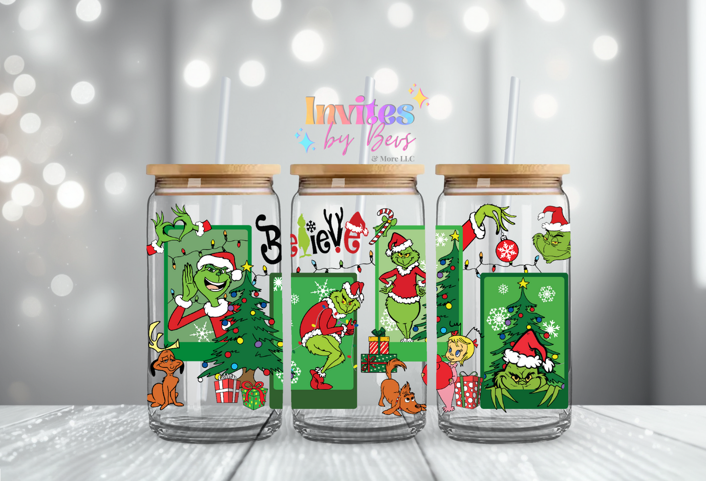 GRINCH BELIEVE UV DTF CUP WRAP