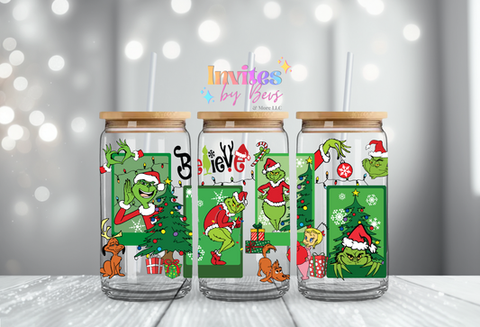 GRINCH BELIEVE UV DTF CUP WRAP
