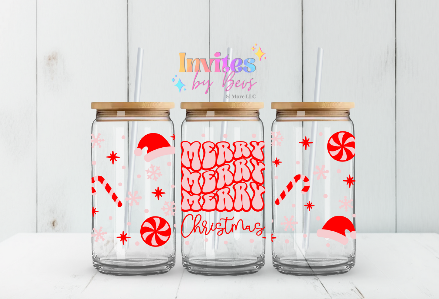 MERRY MERRY CHRISTMAS UV DTF CUP WRAP