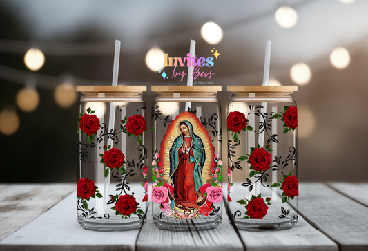 VIRGEN GUADALUPE W/ ROSES UV DTF CUP WRAP