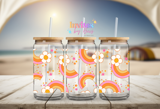 RETRO SUMMER RAINBOWS UV DTF CUP WRAP