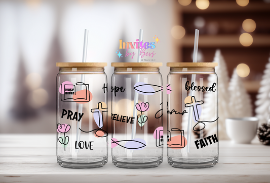 CHRISTIAN, PRAY, LOVE UV DTF CUP WRAP