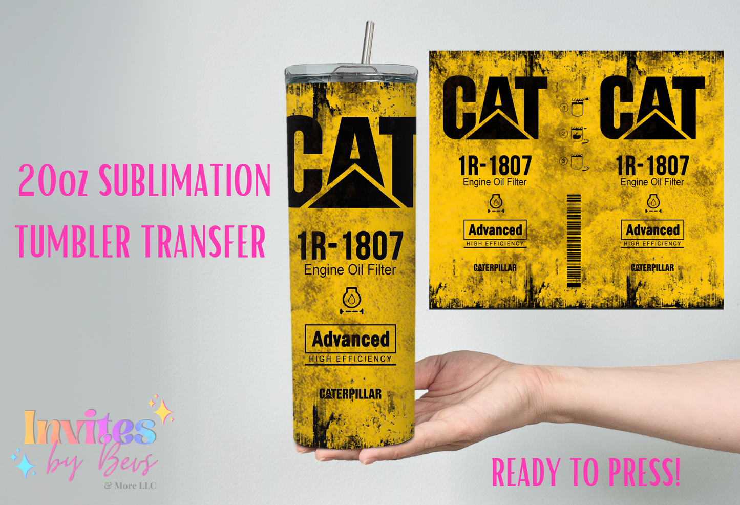 CAT 20oz SUBLIMATION TUMBLER TRANSFER