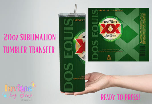 TWO XX 20oz SUBLIMATION TUMBLER TRANSFER