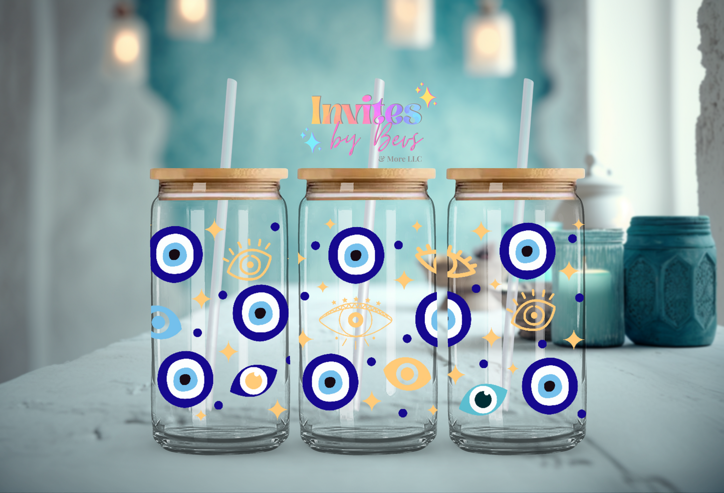 EVIL EYE UV DTF LIBBEY CUP WRAP