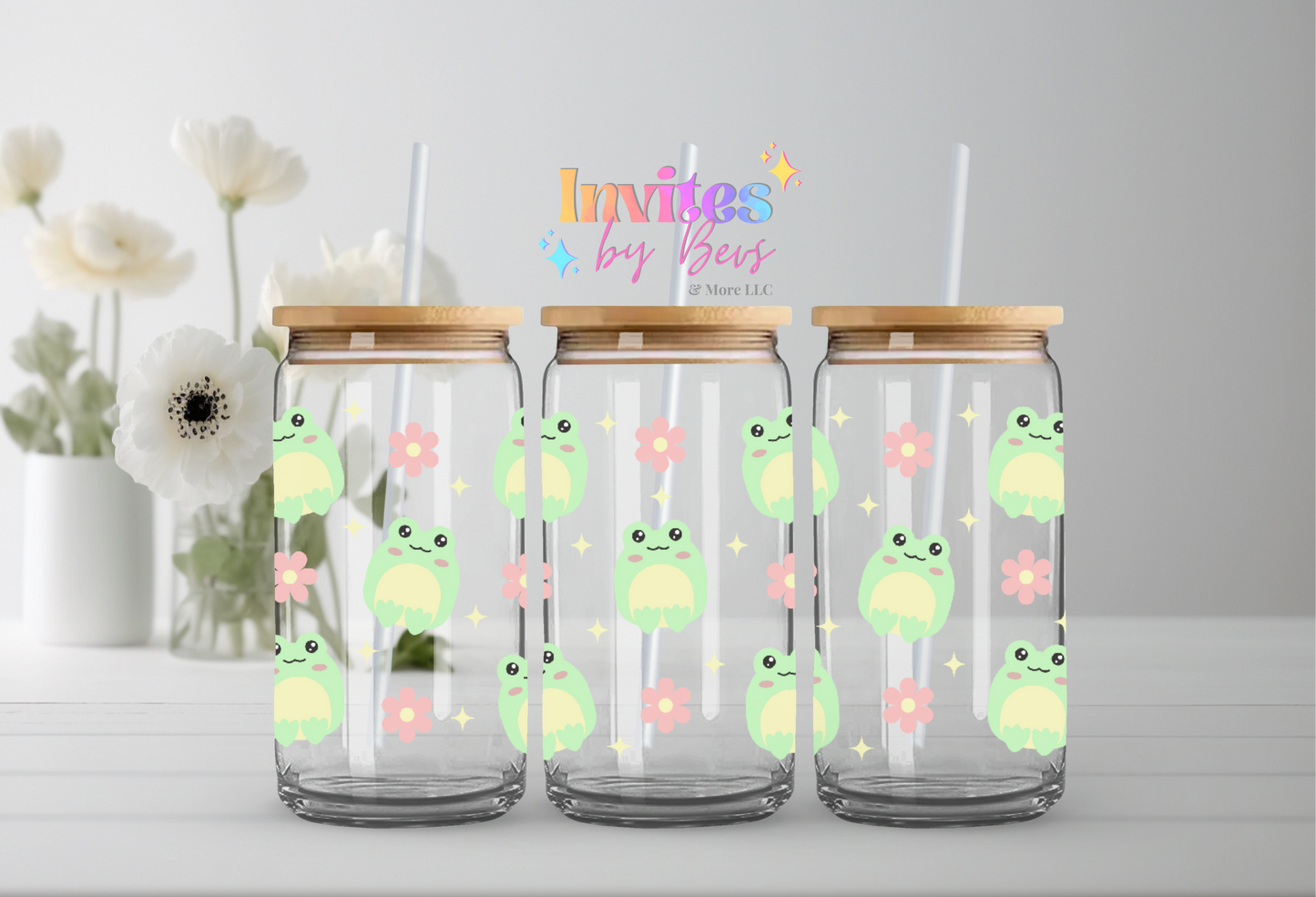 FROGS & FLOWERS UV DTF CUP WRAP