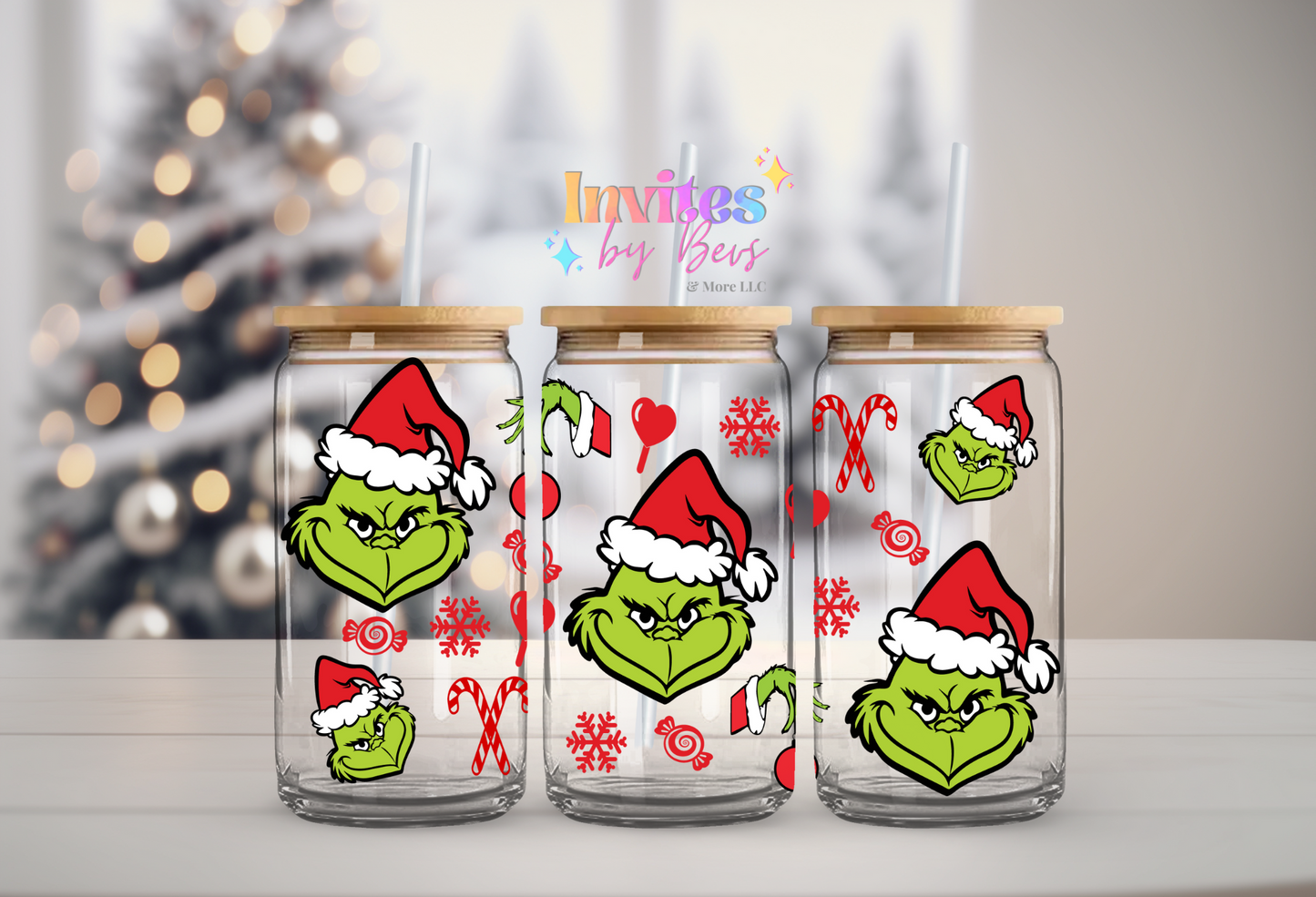 GRINCH HEADS UV DTF CUP WRAP