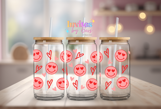 SMILEY HEART EYE FACES UV DTF CUP WRAP