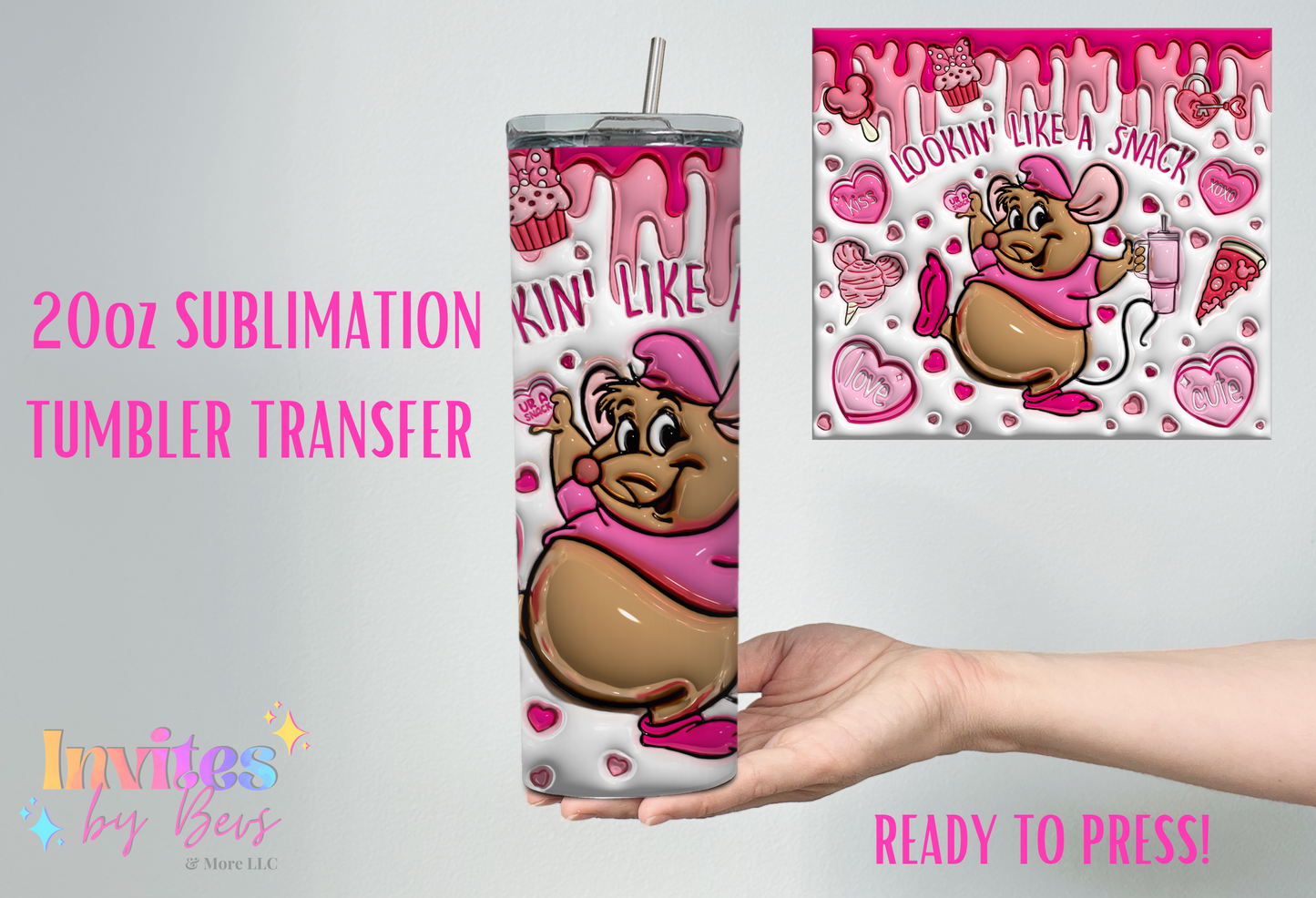 3D GUS GUS LOOKIN LIKE A SNACK 20oz SUBLIMATION TUMBLER TRANSFER