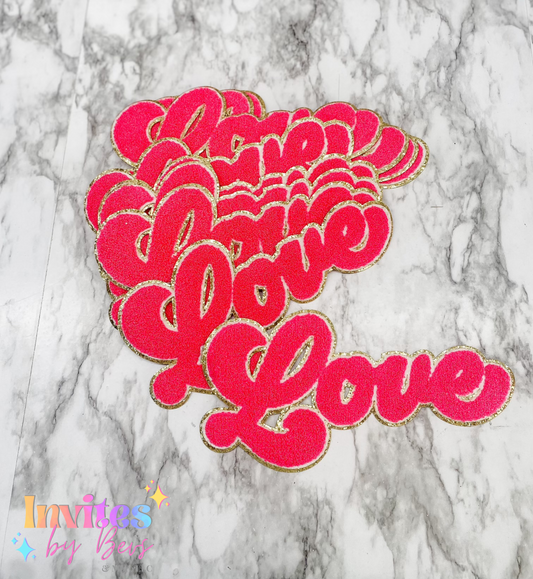 LOVE (HOT PINK) CHENILLE PATCH