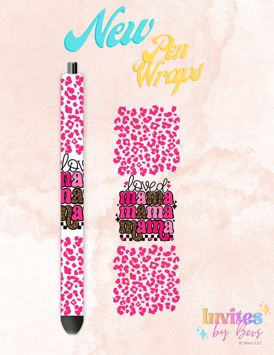 Mama Pink Leopard UV DTF Pen Wrap