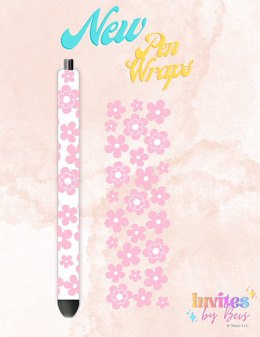 Pink Flowers UV DTF Pen Wrap