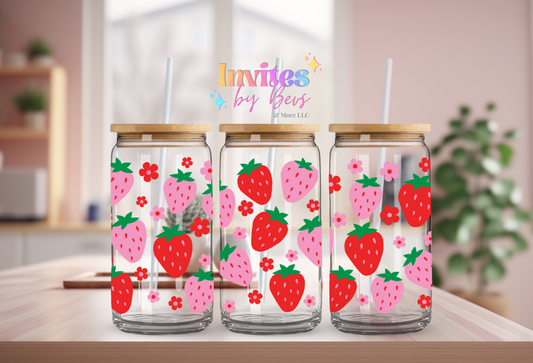 STRAWBERRY UV DTF CUP WRAP