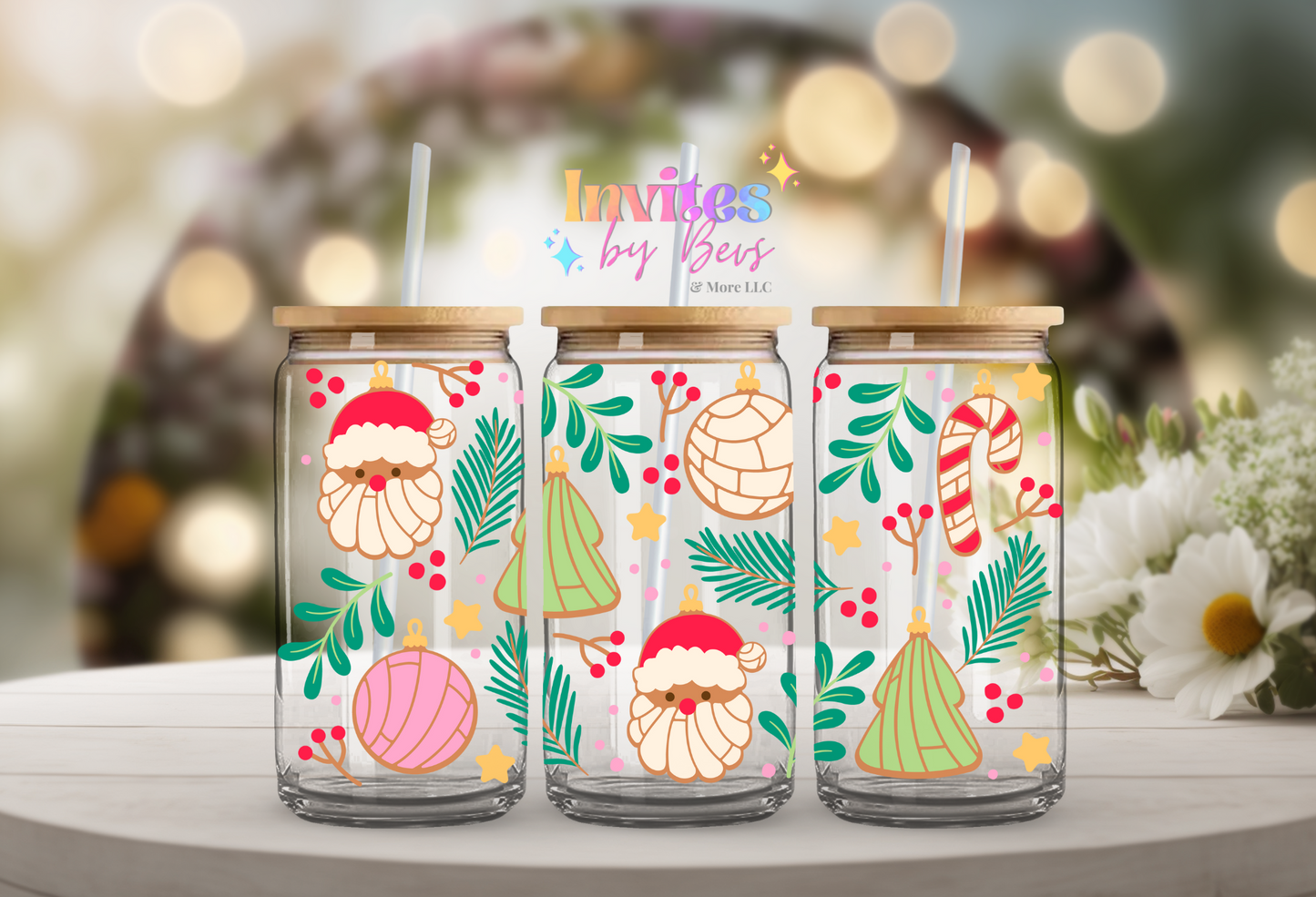 SANTA, TREE, CONCHAS UV DTF CUP WRAP