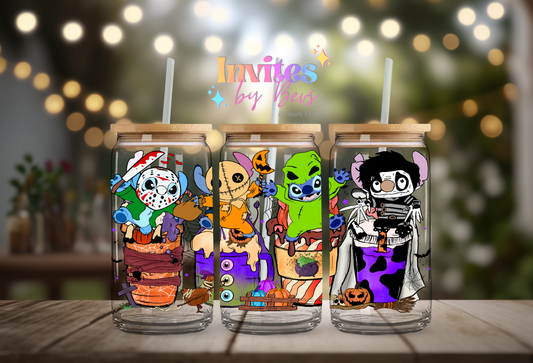 BLUE ALIEN HORROR CUPS UV DTF CUP WRAP