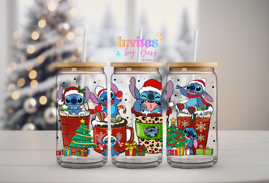 BLUE ALIEN CHRISTMAS CUPS UV DTF CUP WRAP