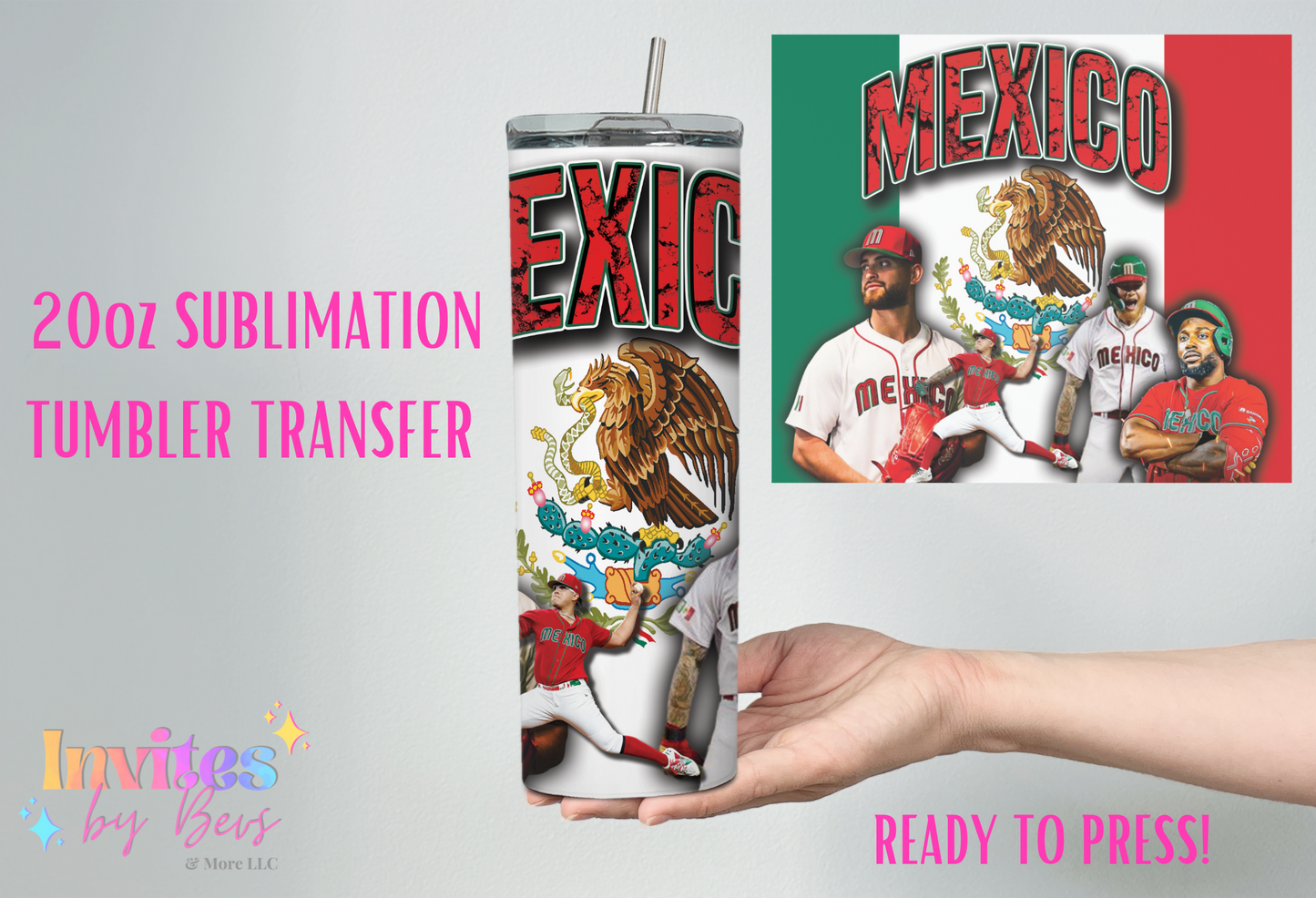 MEXICO 20oz SUBLIMATION TUMBLER TRANSFER