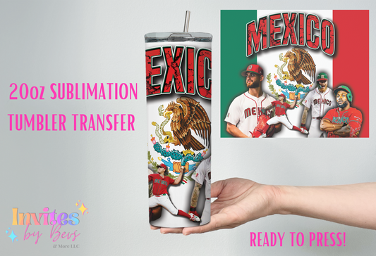 MEXICO 20oz SUBLIMATION TUMBLER TRANSFER