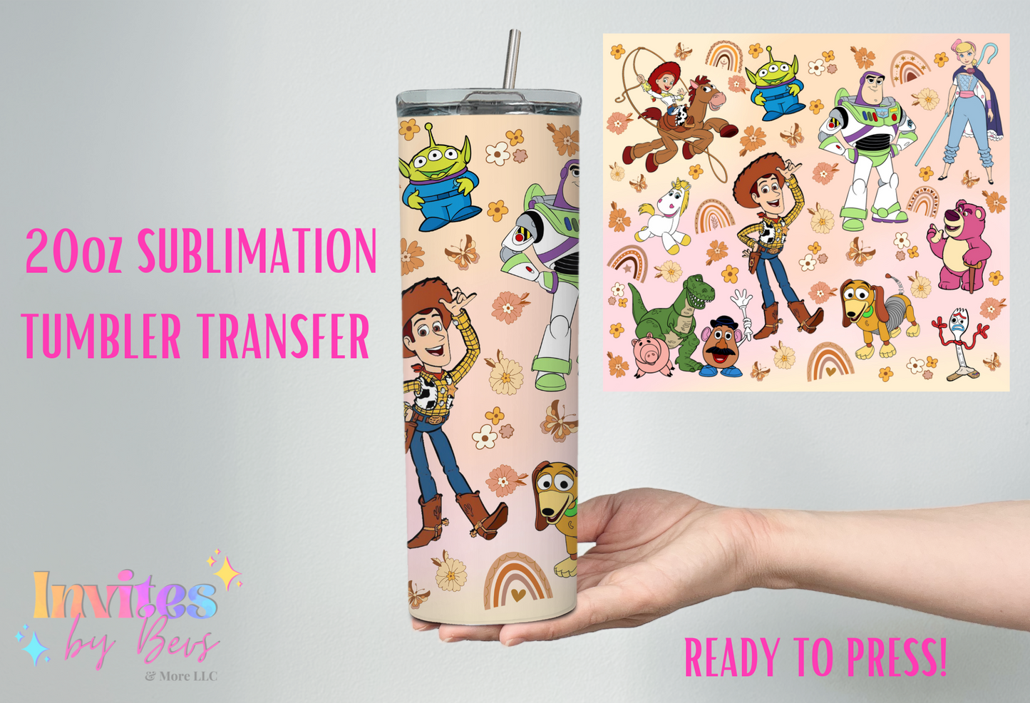 CARTOON STORY 20oz SUBLIMATION TUMBLER TRANSFER