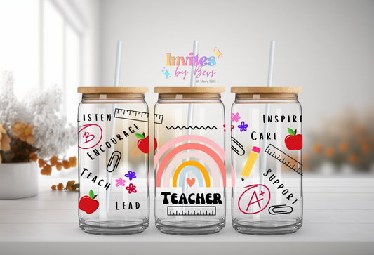 TEACHER RAINBOW UV DTF CUP WRAP