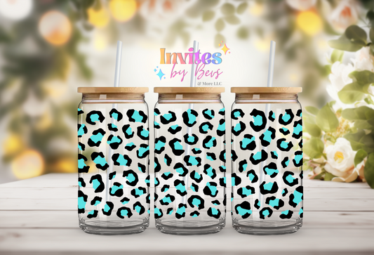 TEAL LEOPARD UV DTF CUP WRAP
