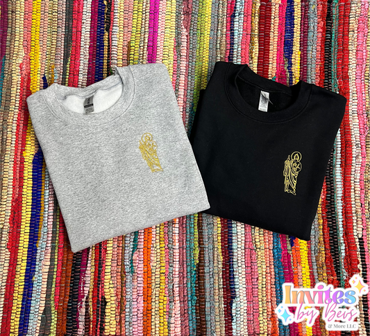 San Judas Outline Embroidered Crewneck Sweatshirts