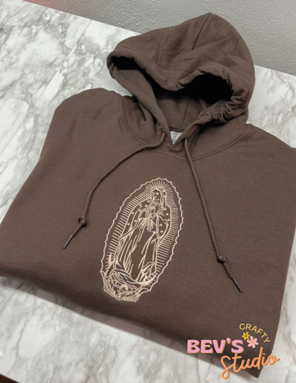 Virgencita Outline Embroidered Hoodie