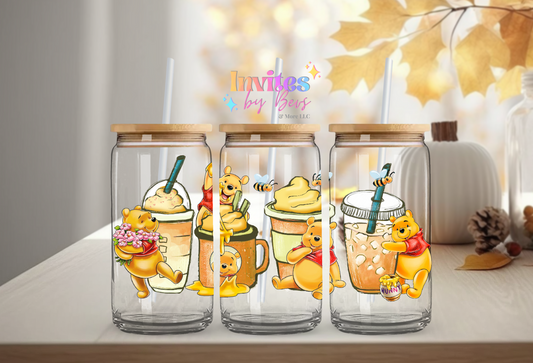 POOH BEAR DRINKS UV DTF CUP WRAP