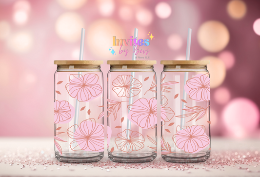 FLORAL PINK UV DTF CUP WRAP