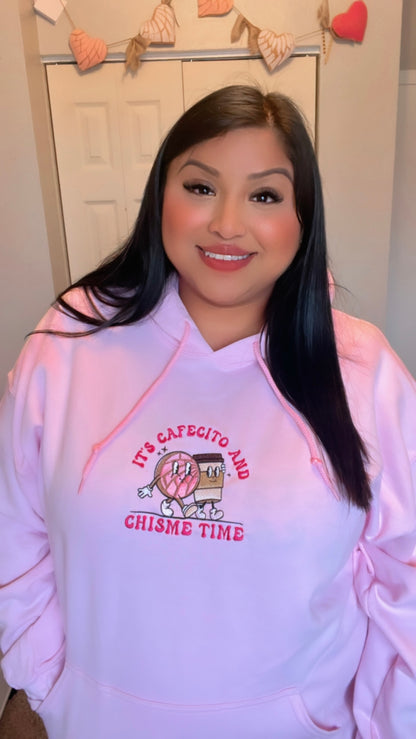 It's Cafecito y Chisme Time Embroidered Hoodie